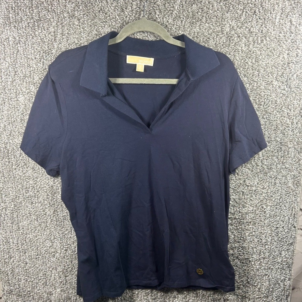 Michael Michael Kors Polo Shirt Navy V-Neck Short Sleeve Womens 1X